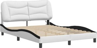 vidaXL Vidaxl - Bed Frame with led without Mattress Hvar White and Black 140x190 cm