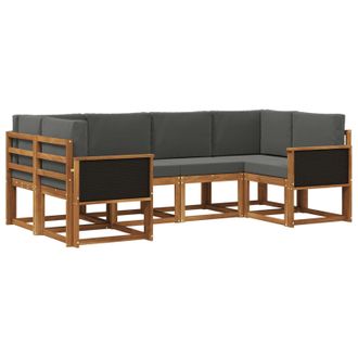 vidaXL Conjunto De Sof&aacute;s De Exterior 6 Pcs Natural Y Antracita Vidaxl