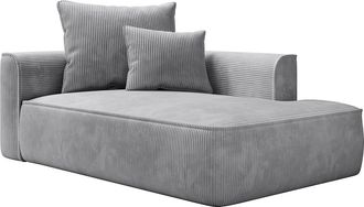 Vente-Unique Chaise longue de pana en gris claro PINETA
