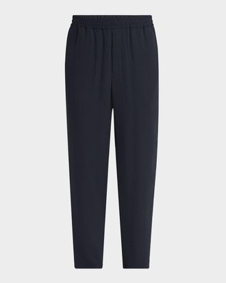 Giorgio Armani Men & apos;s Micro-Chevron Cupro and Viscose Pull-On Pants