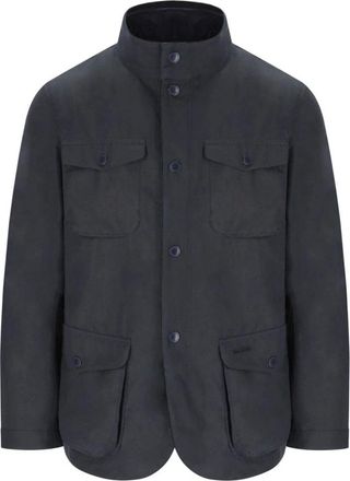 Barbour Jassen, Heren, Blauw, L, Katoen, Ogston Waxed Jacket