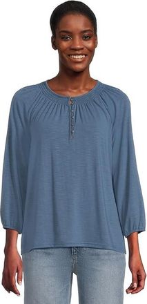 L.L.Bean Camden Hills T-Shirts Three-Quarter-Sleeve Womens Clothing Bright Mariner : SM, Elastane/Lyocell/Polyester