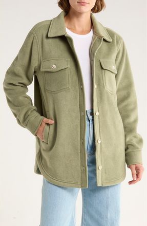 Thread & Supply Polar Fleece Shacket in Oil Green at Nordstrom Rack, Size X-Small