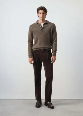 Mango Pantaloni velluto a coste pinces regular-fit cioccolato - Uomo - 44 - MANGO MAN