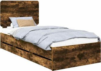 vidaXL Estructura De Cama Roble Ahumado 100 X 200 Cm Madera Ingenieril Vidaxl