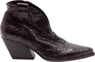Elena Iachi Enkellaars met Reptielprint - Dames - Cowboylaarzen - Bruin - 40 EU - Leer - Schoenen