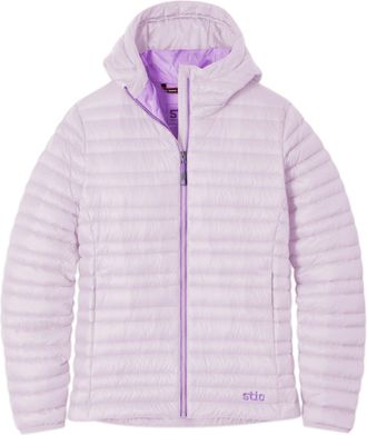 Stio | Womens Pinion Down Hooded Jacket, Size Extra Extra Small in Lavender Haze