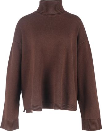 Frankie Shop Rhea Turtleneck Sweater in Brown Wool