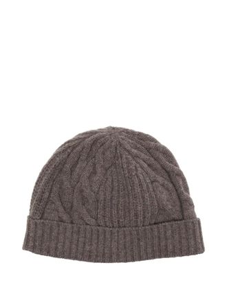 N.Peal cashmere cable-knit beanie - women - Organic Cashmere - One Size - Brown