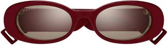 Gucci GG0517S009 Oval Mirrored Sunglasses - Red