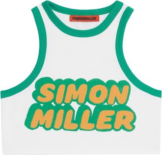 Simon Miller logo-print cropped tank top - women - Cotton/Polyester - S - White