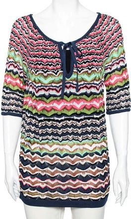 M Missoni Multicolor Perforated Knit Top