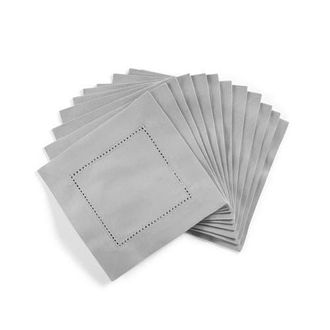 Solino Home Cotton Linen Cocktail Napkins - Cotton Linen Hemstitch, 6 x 6 in Light Grey at Nordstrom, Size Small