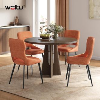 Woltu Woltu Sedie Set Di 4 Sedie Da Pranzo Sedie Da Cucina Per Sala Da Pranzo, Chenille, Arancione