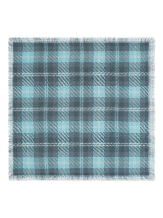 Eric Bompard Geruite sjaal met franje - Blauw