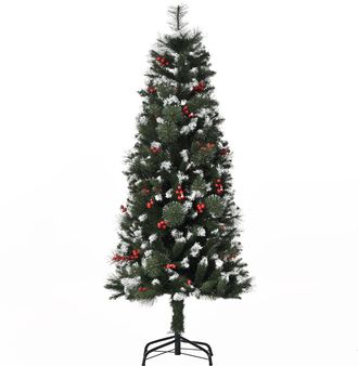 OEM &Aacute;rbol De Navidad Artificial Con Nieve 150 Cm Con 360 Ramas 38 Bayas Decoraci&oacute;n Navide&ntilde;a Para Interiores Verde