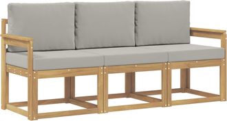 vidaXL Conjunto De Sof&aacute;s De Exterior 3 Uds. Blanco Y Gris Claro Vidaxl