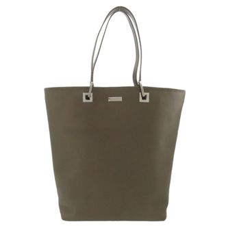 Gucci Khaki Brown Nylon Leather Tote Bag (Pre-Owned)