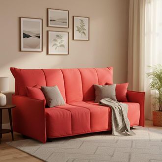 Talamo Italia Sofa Cama Dabali, Sof&aacute; De 2 Plazas, 100% Made In Italy, Sof&aacute; De Sal&oacute;n Con Apertura Trolley, En Tela Acolchada, Con Reposabrazos Est&aacute;ndar, Cm 150x90h85