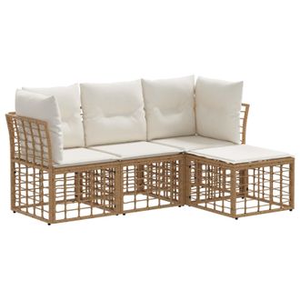 vidaXL Conjunto De Sof&aacute;s De Exterior Natural Poli&eacute;ster Vidaxl