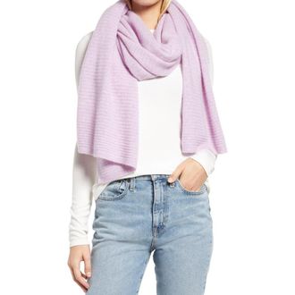 Nordstrom Cashmere Rib Scarf in Purple Petal Heather at Nordstrom Rack