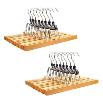 OEM Juego De 16 Perchas De Madera Antideslizantes Con Rotaci&oacute;n De 360 Grados Y Ganchos