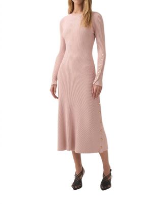 Aje Lia Knit Midi Dress In Blush Pink