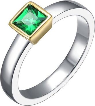 Rachel Glauber 14K Plated Cz Engagement Ring