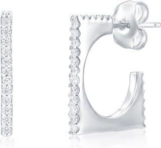 Suzy Levian Cubic Zirconia Square Hoop Earrings in White at Nordstrom Rack