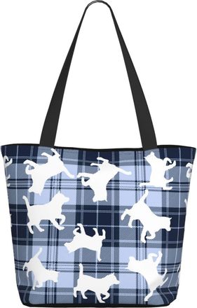 AOOEDM Plaid Scottish Dog Ladies Shopping Bag 13x11x7in.The Perfect ValentineS Day Gift.It Is The Best ValentineS Day Gift For Mom, Daughter, Wife,Etc