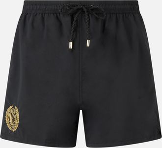 MC2 Saint Barth Black Classic Light Swim Shorts Patmos With Milan 125 Embroidery Ac Milan 125 Special Edition