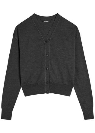 Jacquemus Le Cardigan Brode Logo-embroidered Wool-blend Cardigan - Grey - 34 (UK6 / XS)