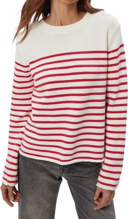 Michael Stars Mikaela Relaxed Striped Pullover Sweater In Ivory Lacquer Stripe