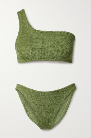 Hunza G Bikini Monospalla In Seersucker Nancy - Verde