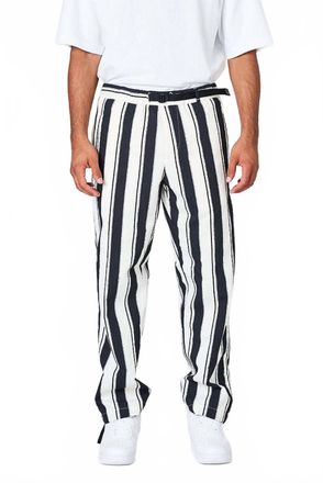 White Sand Parachute Canvas Stripe Pant In Black/white