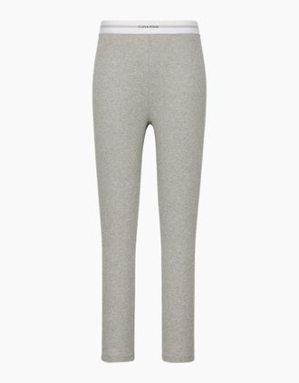 Calvin Klein Womens Women Modern Rib Leggings, Grey Heather - Size: 14