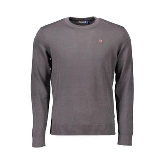 Napapijri Truien & Vesten, Heren, Grijs, L, Katoen, Grijze Katoenen Trui met Borduurwerk