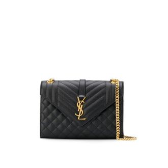 Saint Laurent Womens Envelope Medium Bag - Black Leather - One Size