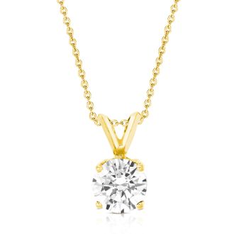 Vir Jewels 1 cttw Lab Grown Diamond Solitaire Pendant Necklace in 14K Gold with Chain For Women