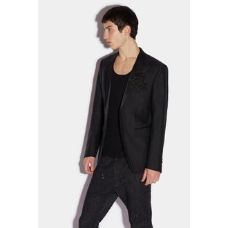 Dsquared2 MenS Black Tailored Jacket With Embellishment, Size 52