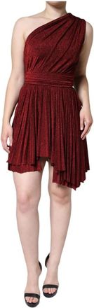 Dolce & Gabbana Rode Geplooide A-lijn Mini Jurk - Dames - Feestkleedjes - Rood - S - Kleedjes