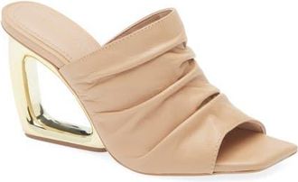 Koko + Palenki Ruched Wedge Sandal in Camel Leather at Nordstrom, Size 11Us
