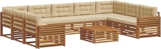 vidaXL Conjunto De Sof&aacute;s De Exterior 10 Uds. Natural Y Beige Vidaxl