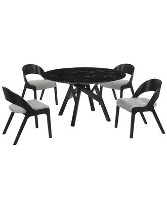 Armen Living Venus And Polly 5Pc Marble Round Dining Set