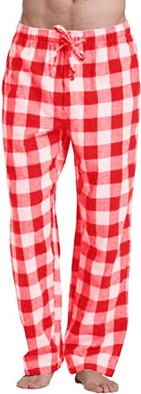 Generic Mens Plaid Pyjama Bottoms Checked Pjs Bottoms Lounge Pants Drawstring Casual Pyjama Trousers Soft Breathable Nightwear Loungewear Sleepwear Sleep Pant