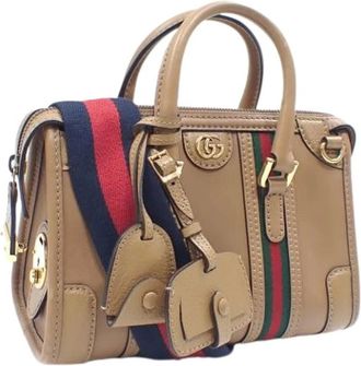 Gucci Pre-owned Handbags, female, Brown, Size: ONE SIZE Pre-owned Leather Handbag