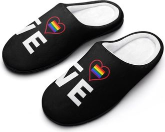 Generic I Love Rainbow Flag Gay LGBT Funny Womens Cotton Slippers Shoes Novelty Soft Non-Slip Sole Home Shoe