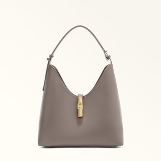Furla Goccia Shoulder Bag M Urban Gray Sidney Calf Leather Woman