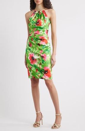 Eliza J Floral Print Minidress in Green Multi at Nordstrom Rack, Size 10