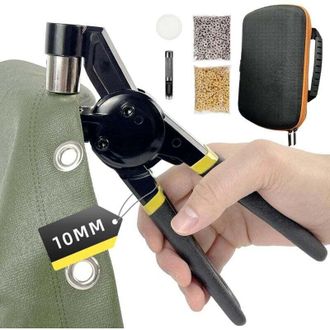 OEM Kit De Ojales Met&aacute;licos De 10 Mm, Alicates Para Ojales De Lonas Y Tejidos, Juego De Ojales Para Lonas Con 200 Ojales (&oslash; 10 Mm) Y Kit De Herramientas -